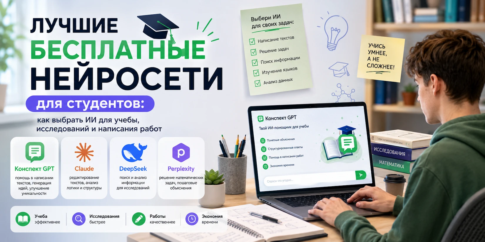 Иллюстрация к статье о бесплатных нейросетях для студентов