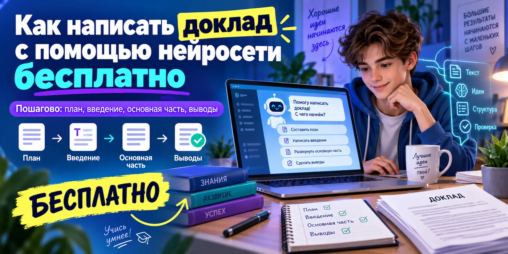 Иллюстрация к статье о бесплатном написании доклада с помощью нейросети