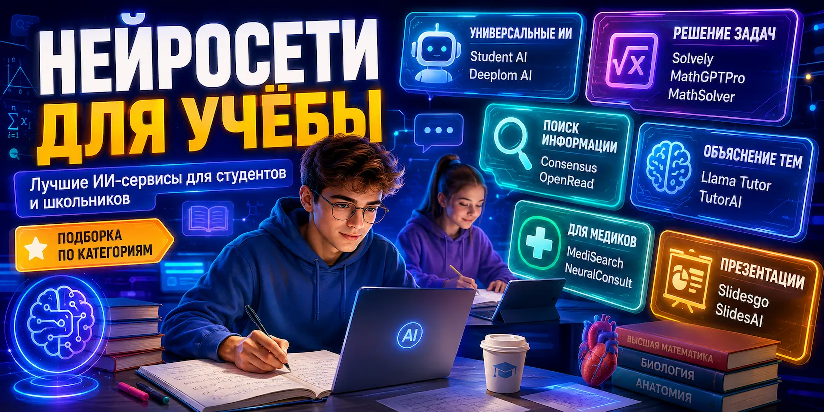 Студент использует ИИ для учебы