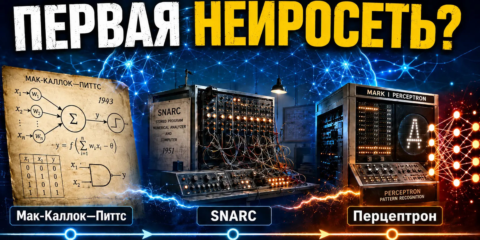 Визуализация таймлайна появления первых нейросетей