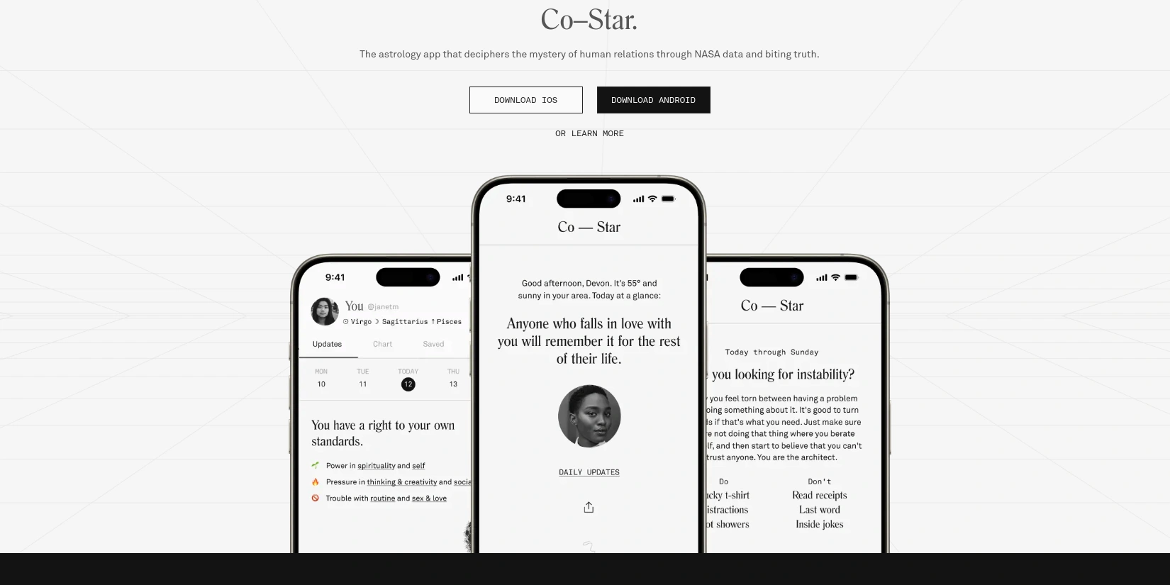 Главный экран приложения Co-Star