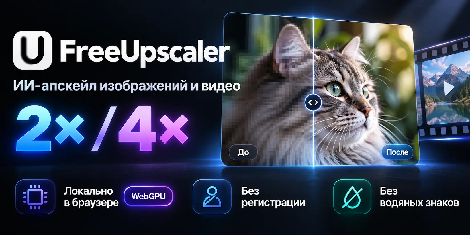 Скриншот ИИ-сервиса FreeUpscaler