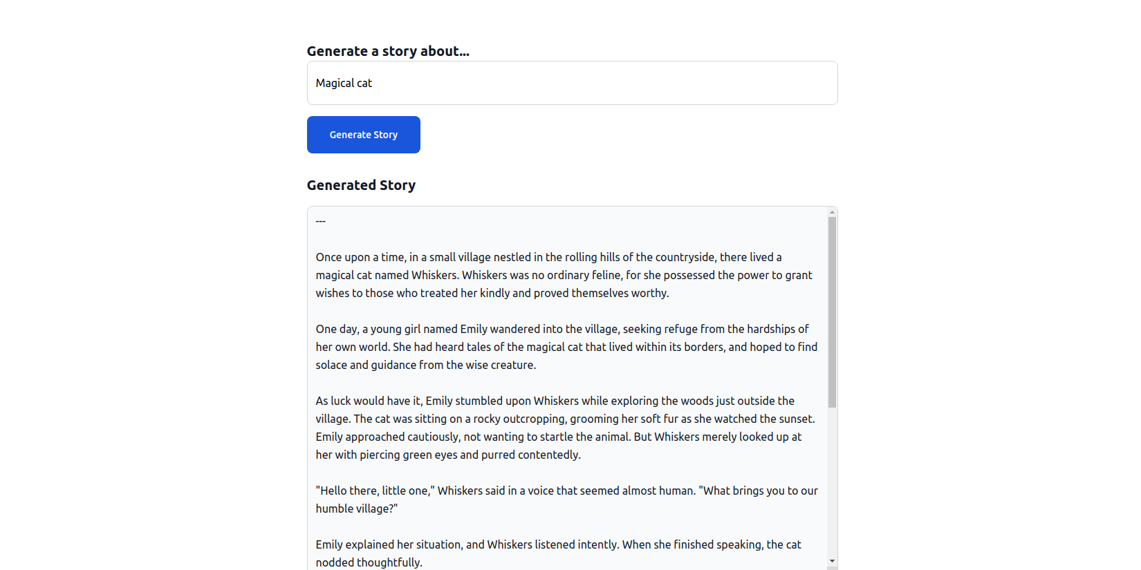 Нейросеть-AI Story Generator. Пример-работы