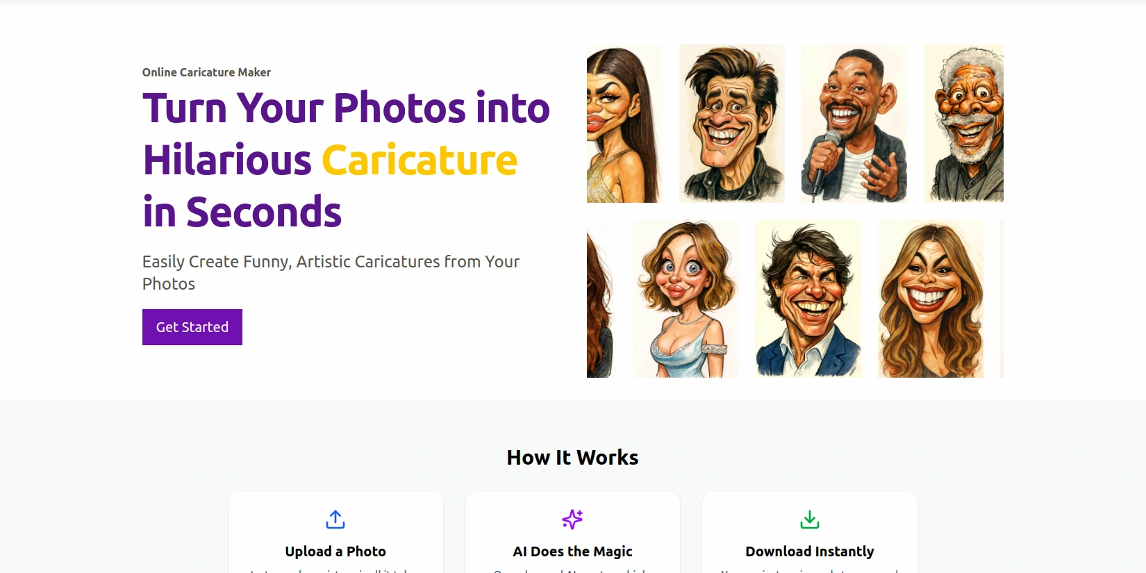 Скриншот ИИ-сервиса Caricature Maker
