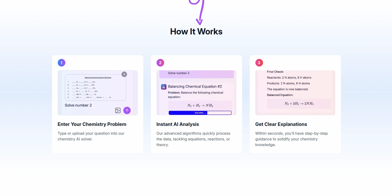 Скриншот ИИ-сервиса Chemistry AI Solver