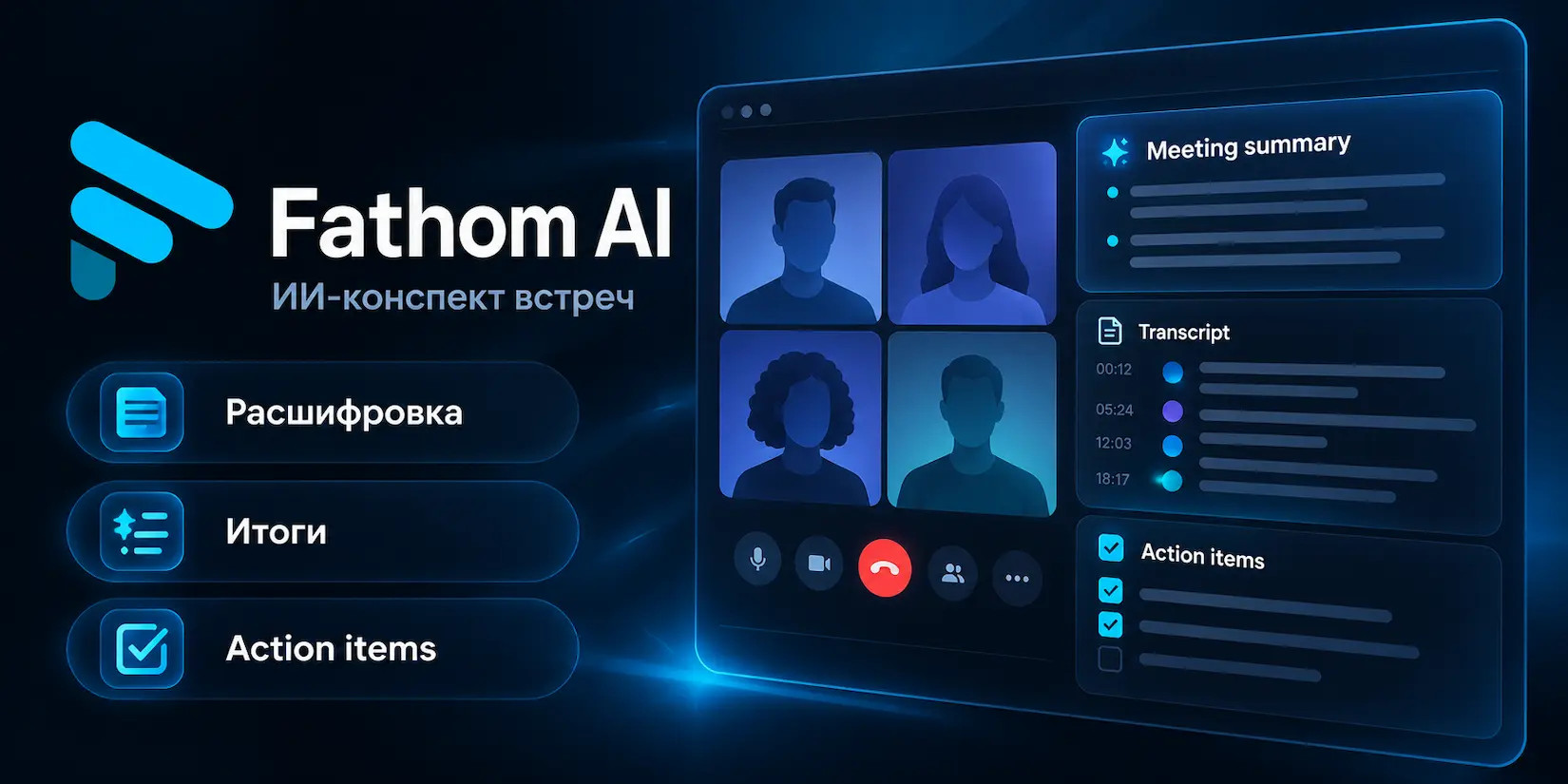 Скриншот ИИ-сервиса Fathom AI