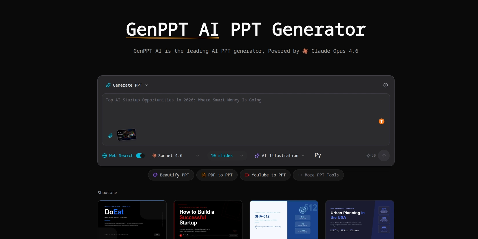 Скриншот ИИ-сервиса GenPPT AI