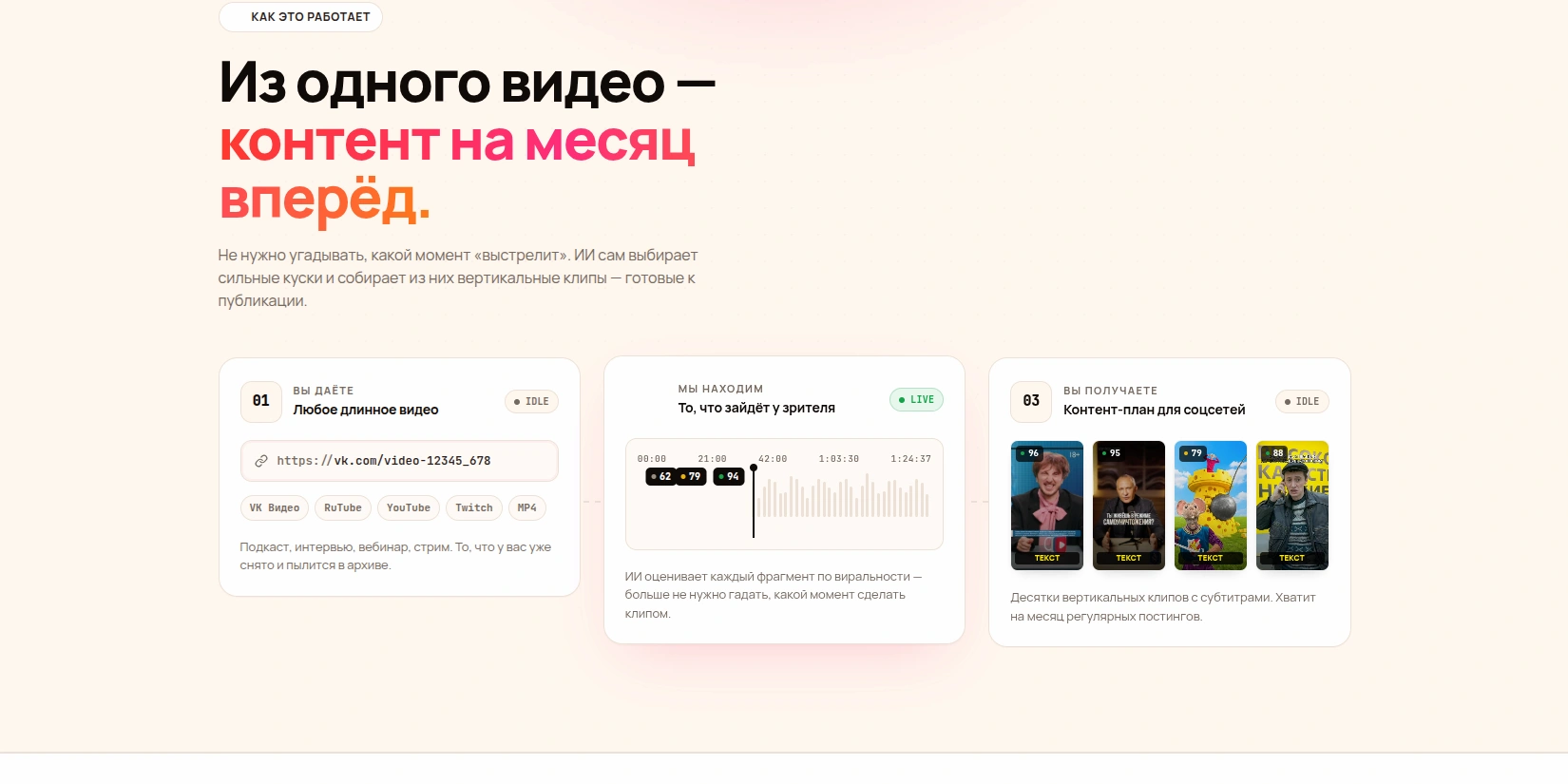 Скриншот ИИ-сервиса Reels Boss