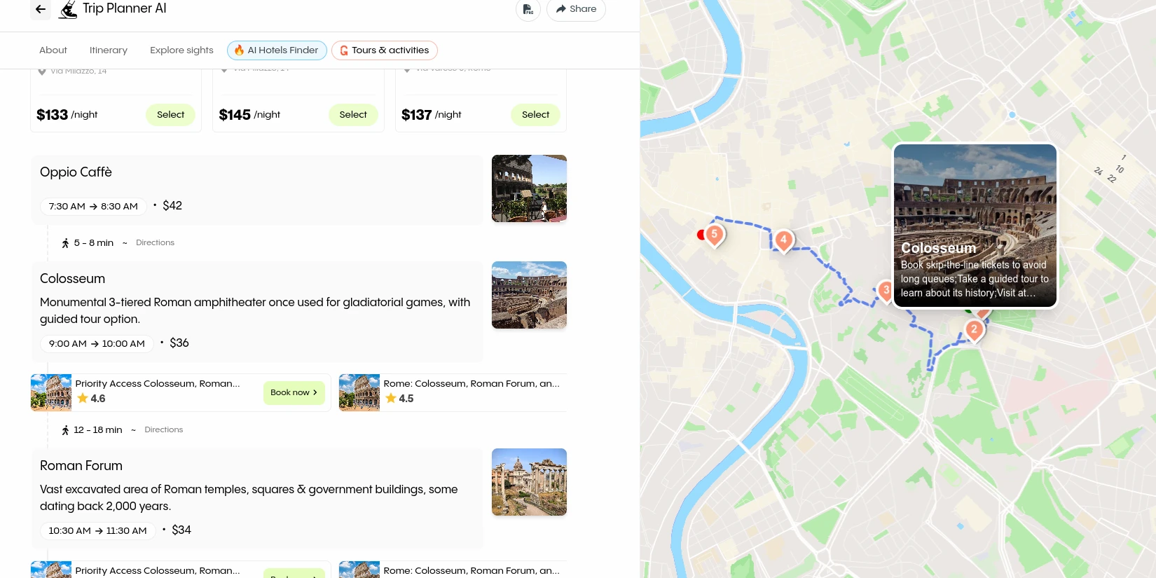 Нейросеть-Trip Planner AI. Пример-работы