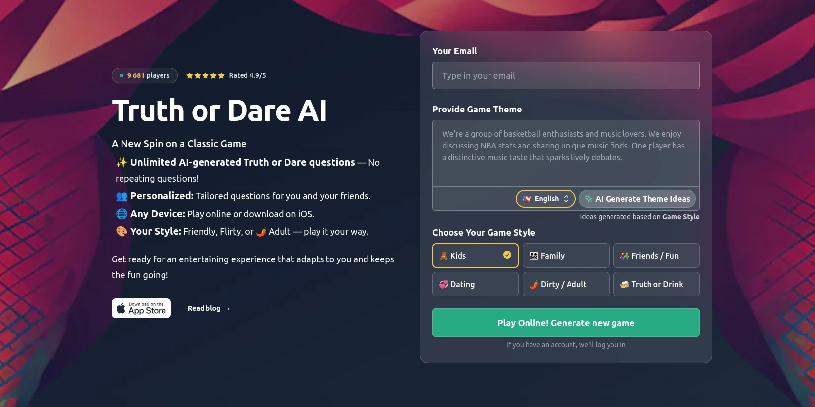 Нейросеть Truth or Dare AI. Пример работы