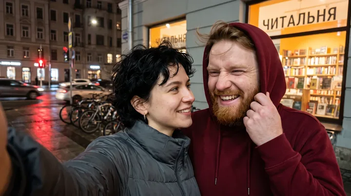 Пример изображения: Промпт для случайного селфи пары на iPhone