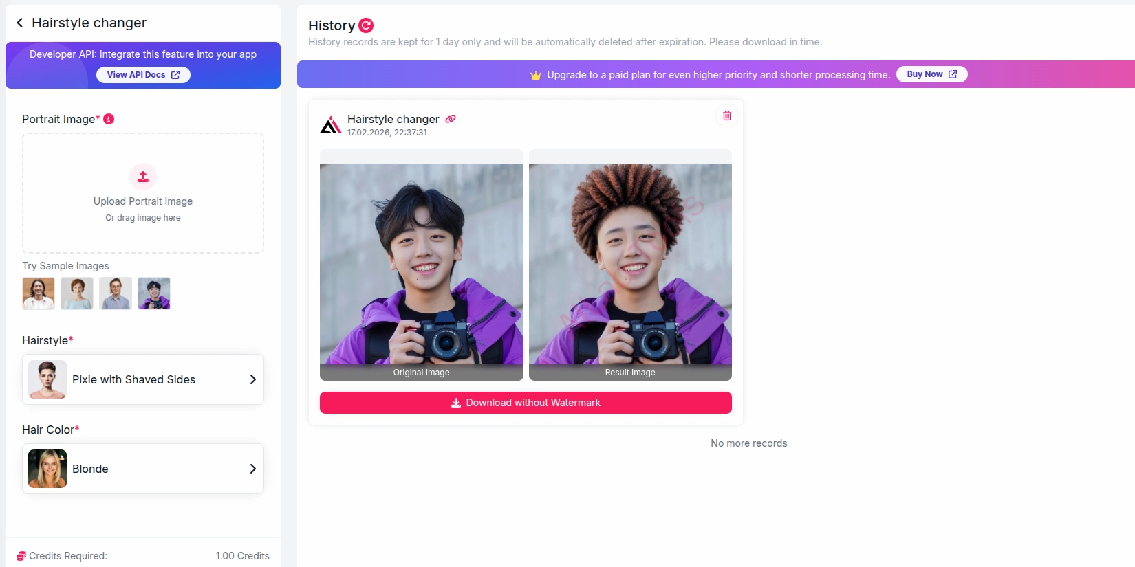 Нейросеть изменила прическу на фото