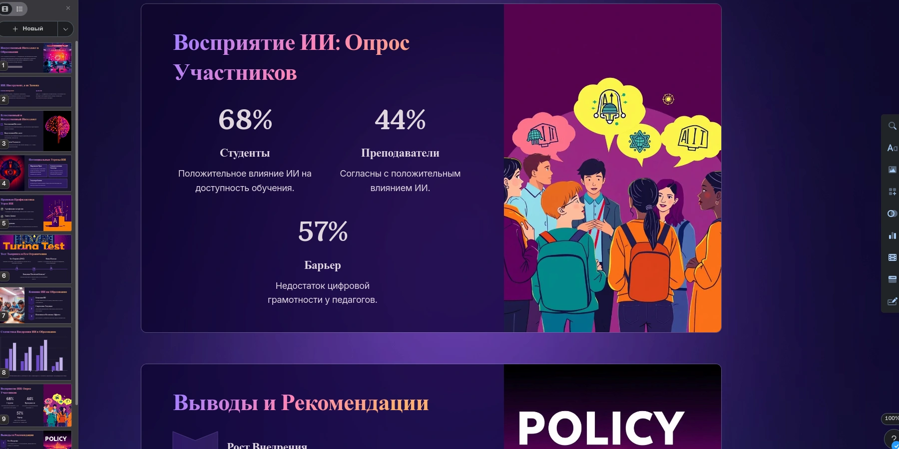Пример слайда из презентации в Gamma App