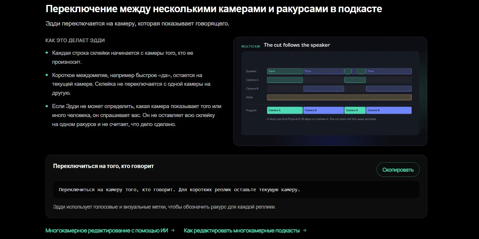 автоматический монтаж мультикамеры