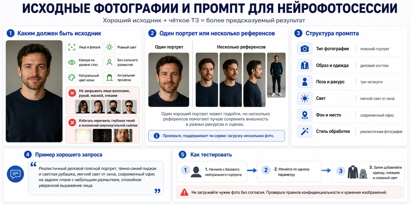 Требования для исходных изображений для ИИ-фотосессии