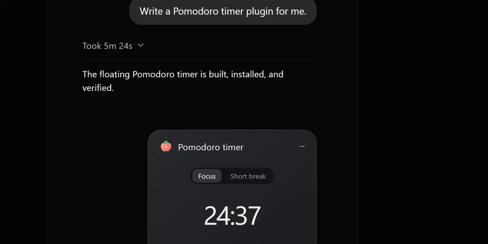 плавающий таймер Pomodoro
