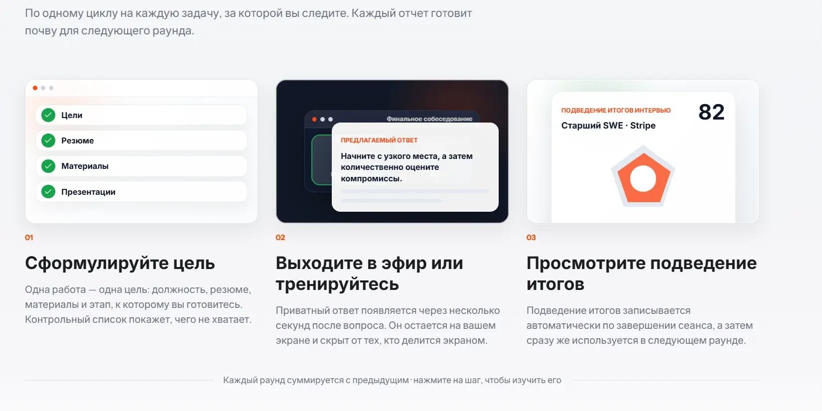 тренировочные интервью по конкретной вакансии